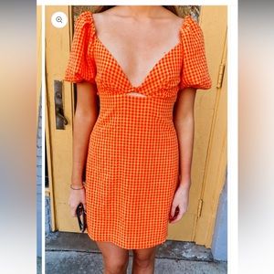 Bright Orange puff sleeve dress